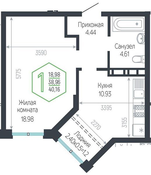 Фото №1: 1-комнатная квартира 40 м² - Краснодар, Центральный внутригородской округ, мкр. Черёмушки