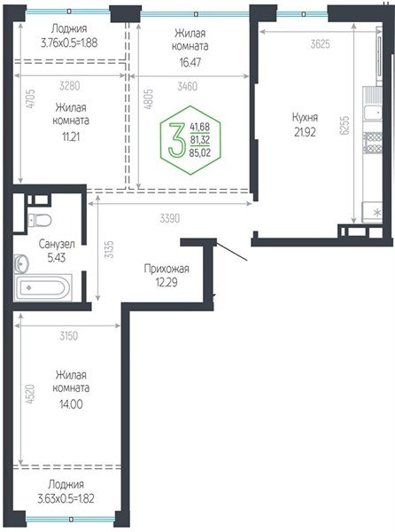 Фото №1: 3-комнатная квартира 85 м² - Краснодар, Центральный внутригородской округ, мкр. Черёмушки