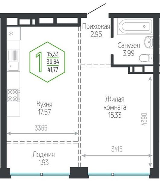 Фото №1: 1-комнатная квартира 41 м² - Краснодар, Центральный внутригородской округ, мкр. Черёмушки