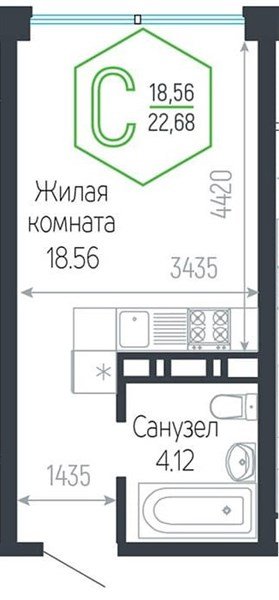 Фото №1: Студия 22 м² - Краснодар, Центральный внутригородской округ, мкр. Черёмушки