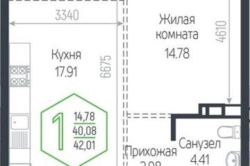 Фото №1: 1-комнатная квартира 42 м² - Краснодар, мкр. Черёмушки, 