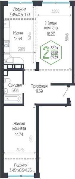 Фото №1: 2-комнатная квартира 65 м² - Краснодар, Центральный внутригородской округ, мкр. Черёмушки