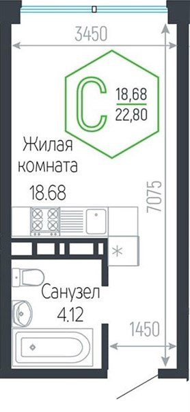 Фото №1: Студия 22 м² - Краснодар, Центральный внутригородской округ, мкр. Черёмушки