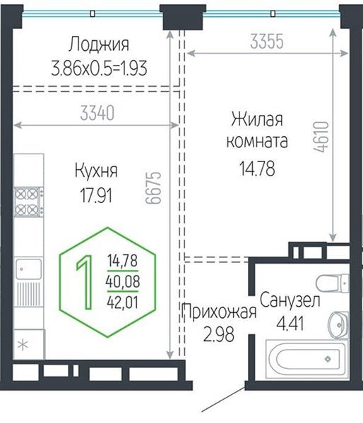 Фото №1: 1-комнатная квартира <span class="whitespace-nowrap">42 м²</span>, <span class="whitespace-nowrap">10/24 эт.</span> - Краснодар, Центральный внутригородской округ, мкр. Черёмушки