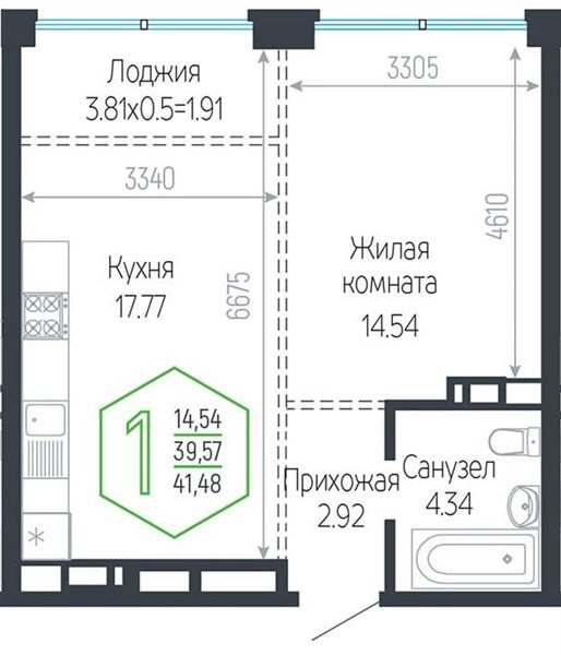 Фото №1: 1-комнатная квартира 41 м² - Краснодар, Центральный внутригородской округ, мкр. Черёмушки