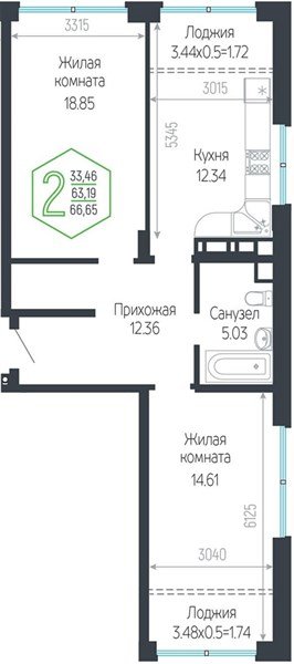 Фото №1: 2-комнатная квартира 66 м² - Краснодар, Центральный внутригородской округ, мкр. Черёмушки