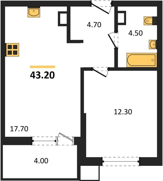 Фото №1: 1-комнатная квартира 43 м² - Краснодар, Парк Победы, мкр. Прикубанский внутригородской округ