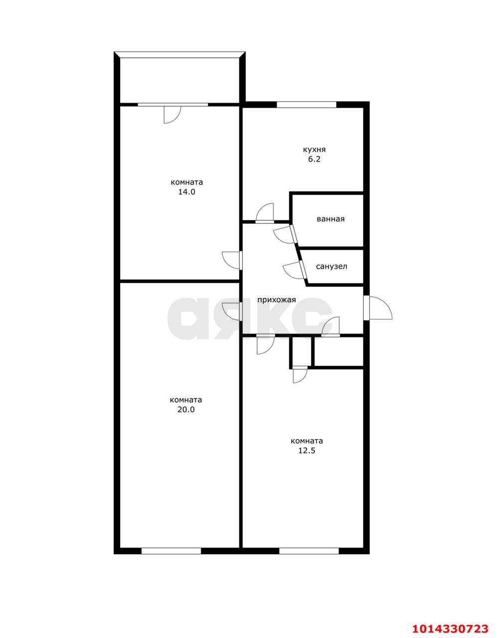 Фото №2: 3-комнатная квартира 66 м² - Краснодар, Прикубанский внутригородской округ, мкр. Фестивальный, ул. Атарбекова, 40