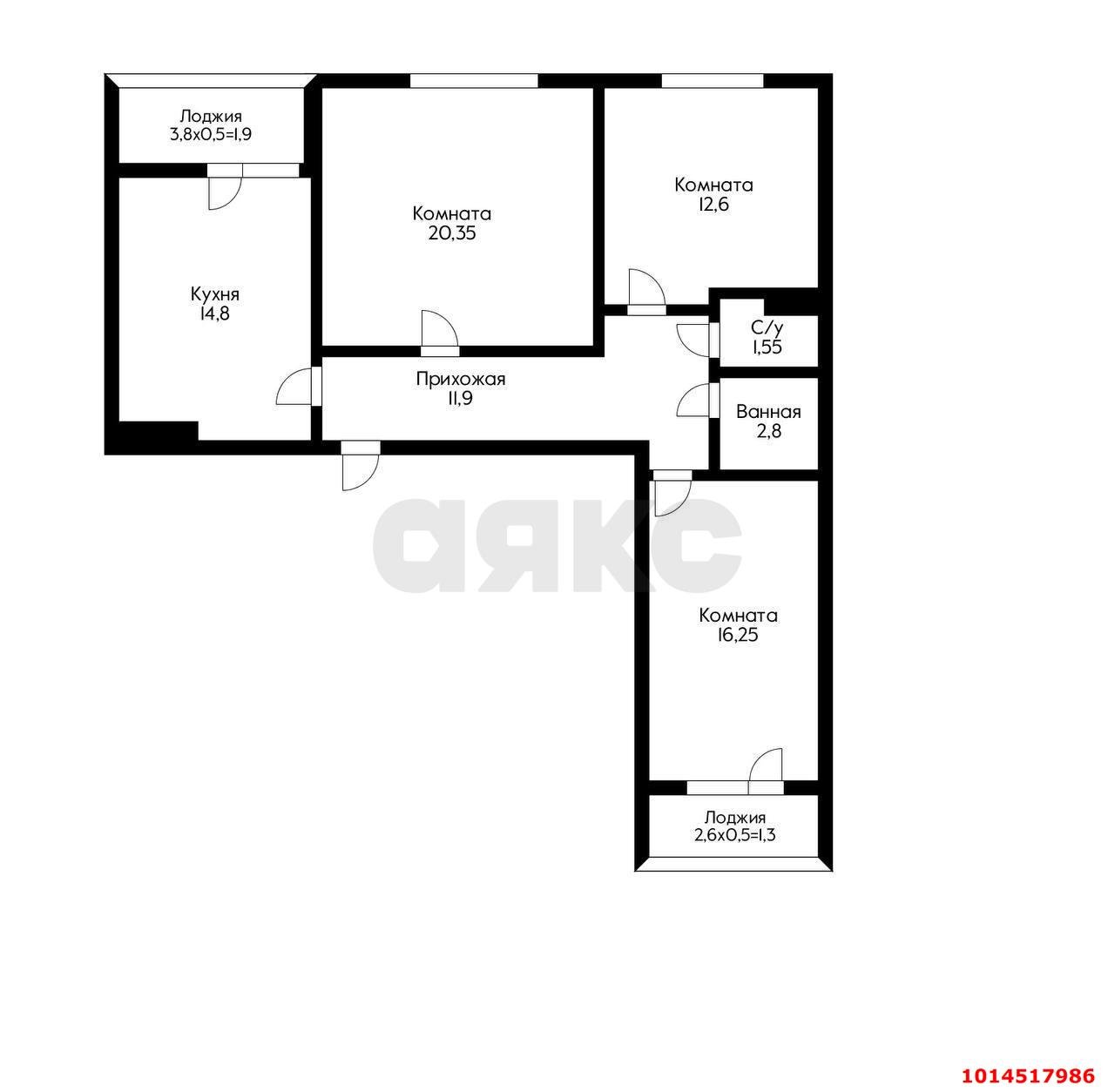 Фото №16: 3-комнатная квартира 86 м² - Краснодар, имени Н.И. Вавилова, ул. Вавилова, 18/2