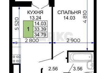 Фото №3: 1-комнатная квартира 36 м² - Краснодар, мкр. имени Петра Метальникова, ул. Петра Метальникова, 36
