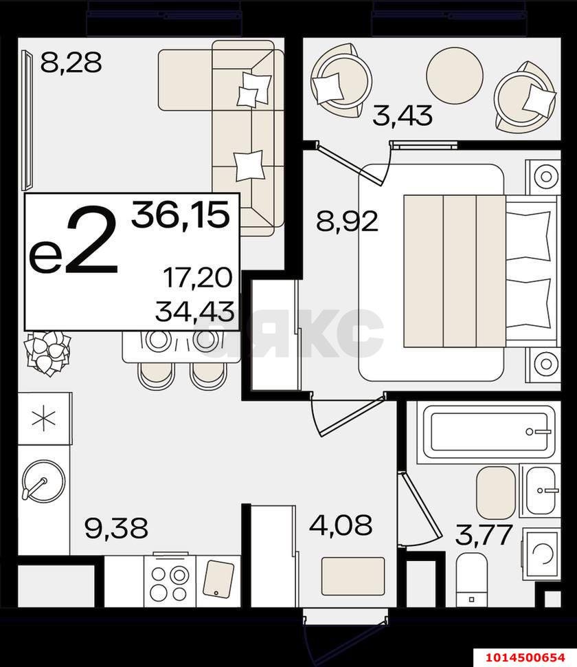 Фото №8: 1-комнатная квартира 38 м² - Краснодар, Карасунский внутригородской округ, мкр. Хлопчато-бумажный Комбинат, ул. Старокубанская, 122