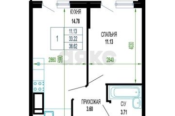 Фото №4: 1-комнатная квартира 36 м² - Краснодар, мкр. имени Петра Метальникова, ул. Петра Метальникова, 36