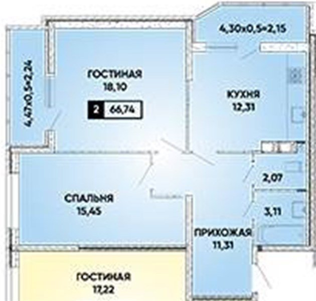 Фото №1: 2-комнатная квартира 66 м² - Краснодар, 7-й квартал, ул. имени Героя Николая Шевелёва, 13