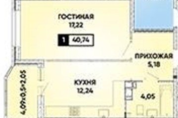 Фото №1: 1-комнатная квартира 40 м² - Краснодар, мкр. 7-й квартал, ул. имени Героя Николая Шевелёва, 13