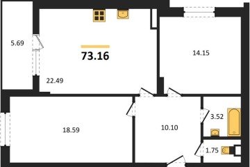 Фото №1: 2-комнатная квартира 73 м² - Краснодар, мкр. Достояние, 