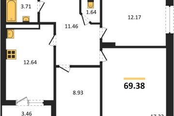 Фото №1: 3-комнатная квартира 69 м² - Краснодар, мкр. Достояние, 