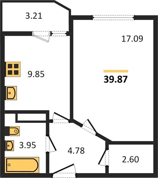 Фото №1: 1-комнатная квартира 39 м² - Краснодар, Губернский, ул. имени Героя Георгия Бочарникова, 14/1