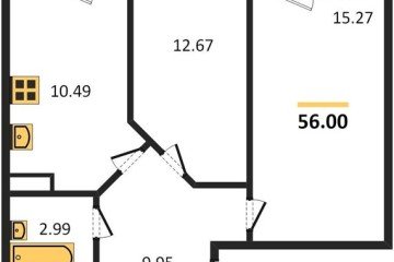 Фото №1: 2-комнатная квартира 56 м² - Краснодар, мкр. 7-й квартал, ул. имени Героя Николая Шевелёва, 17