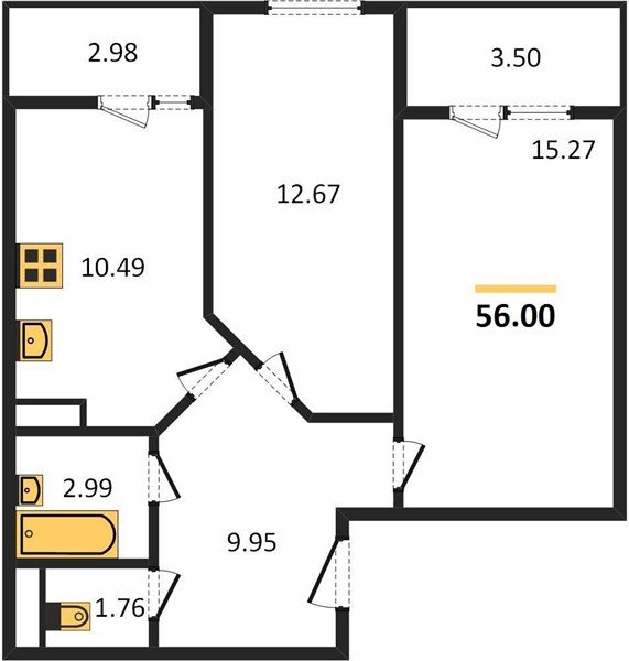 Фото №1: 2-комнатная квартира 56 м² - Краснодар, 7-й квартал, ул. имени Героя Николая Шевелёва, 17