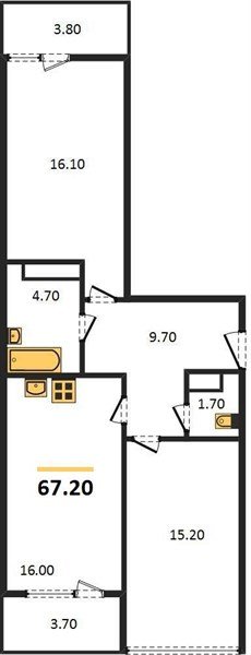 Фото №1: 2-комнатная квартира 67 м² - Краснодар, Прикубанский внутригородской округ, мкр. жилой комплекс Самолёт, ул. Западный Обход, 39/2к4