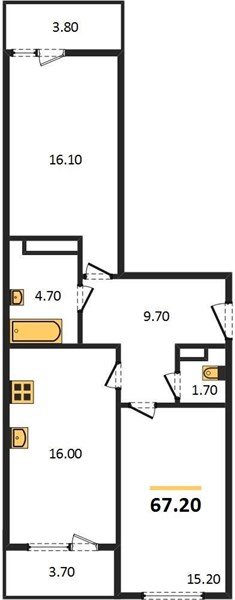 Фото №1: 2-комнатная квартира 67 м² - Краснодар, жилой комплекс Самолёт, ул. Западный Обход, 39/2к2