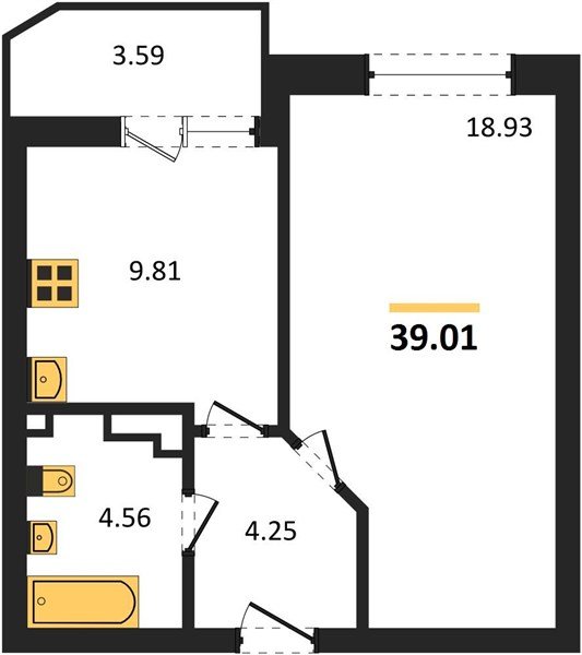 Фото №1: 1-комнатная квартира 39 м² - Краснодар, Достояние, ул. Григория Булгакова, 13к1