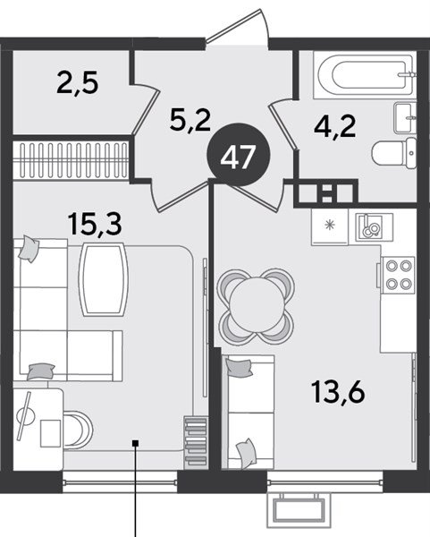 Фото №1: 1-комнатная квартира 41 м² - Краснодар, Прикубанский внутригородской округ, мкр. Парк Победы