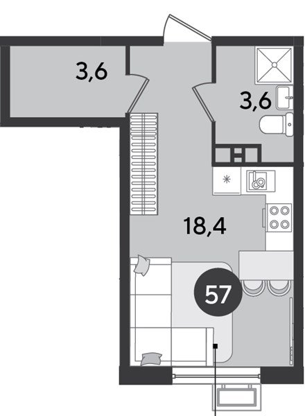 Фото №1: Студия 25 м² - Краснодар, Прикубанский внутригородской округ, мкр. Парк Победы