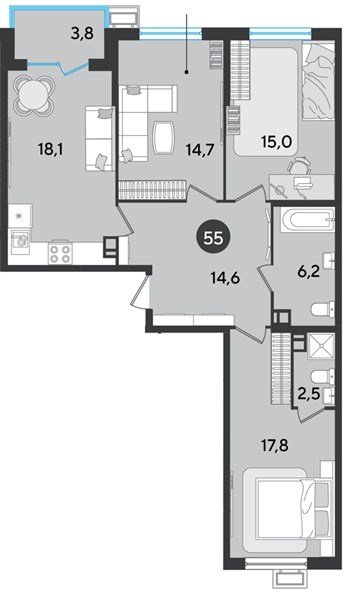 Фото №1: 3-комнатная квартира 92 м² - Краснодар, Прикубанский внутригородской округ, мкр. Парк Победы