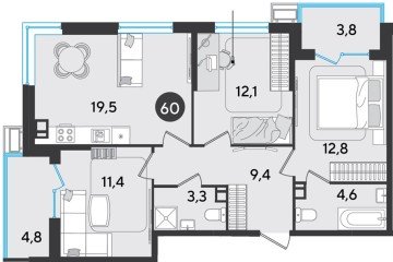 Фото №1: 3-комнатная квартира 81 м² - Краснодар, мкр. Парк Победы, 