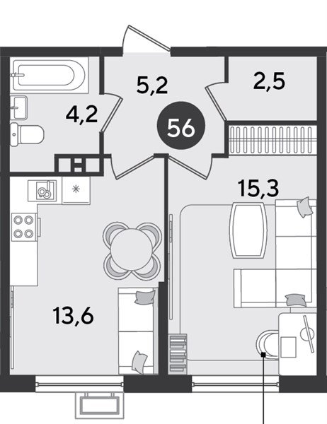 Фото №1: 1-комнатная квартира 40 м² - Краснодар, Прикубанский внутригородской округ, мкр. Парк Победы