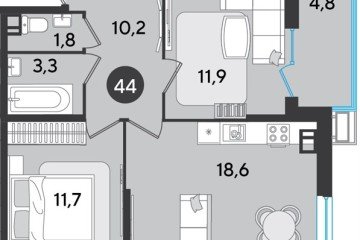 Фото №1: 2-комнатная квартира 62 м² - Краснодар, мкр. Парк Победы, 