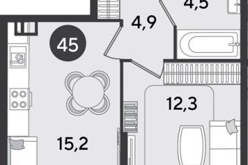 Фото №1: 1-комнатная квартира 36 м² - Краснодар, мкр. Парк Победы, 