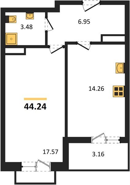 Фото №1: 1-комнатная квартира 44 м² - Кропоткин, ЖК Суворов, 