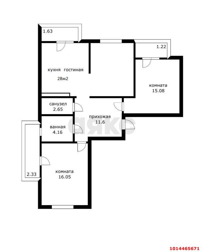Фото №17: 3-комнатная квартира 82 м² - Краснодар, жилой комплекс Стрижи