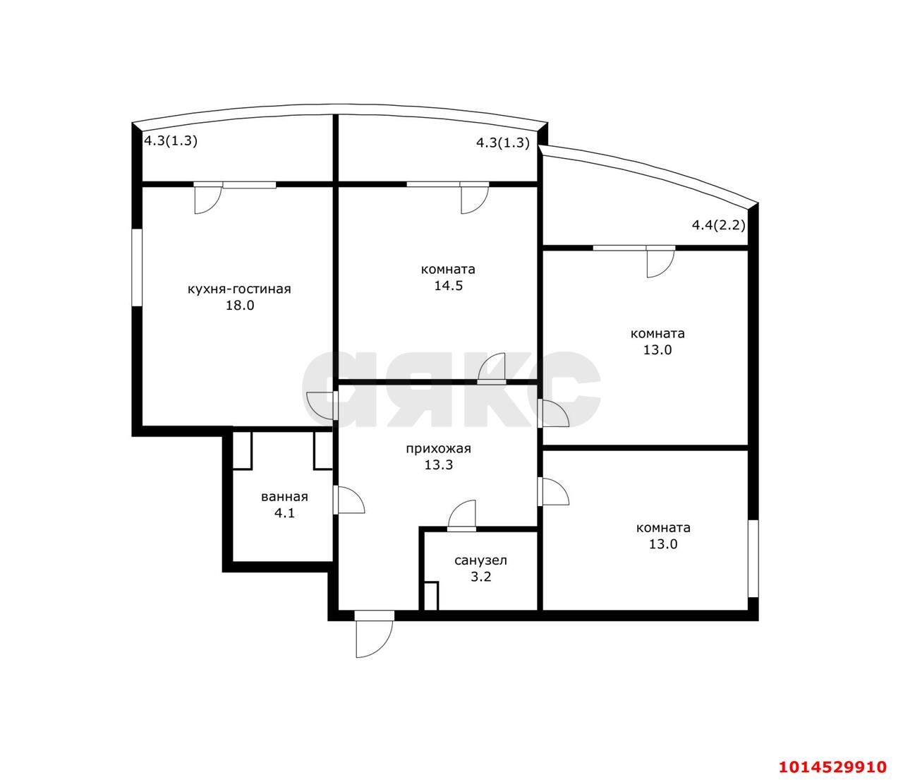 Фото №3: 3-комнатная квартира 92 м² - Краснодар, имени Петра Метальникова, ул. Петра Метальникова, 38