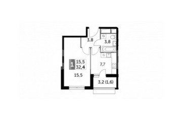 Фото №4: 1-комнатная квартира 32 м² - Развилка, мкр. жилой комплекс Римский, пр-д Римский, 15