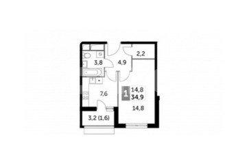 Фото №4: 1-комнатная квартира 34 м² - Развилка, мкр. жилой комплекс Римский, пр-д Римский, 15