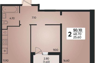 Фото №1: 2-комнатная квартира 50 м² - Краснодар, мкр. жилой комплекс Архитектор, 