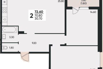 Фото №1: 2-комнатная квартира 72 м² - Краснодар, мкр. жилой комплекс Архитектор, 