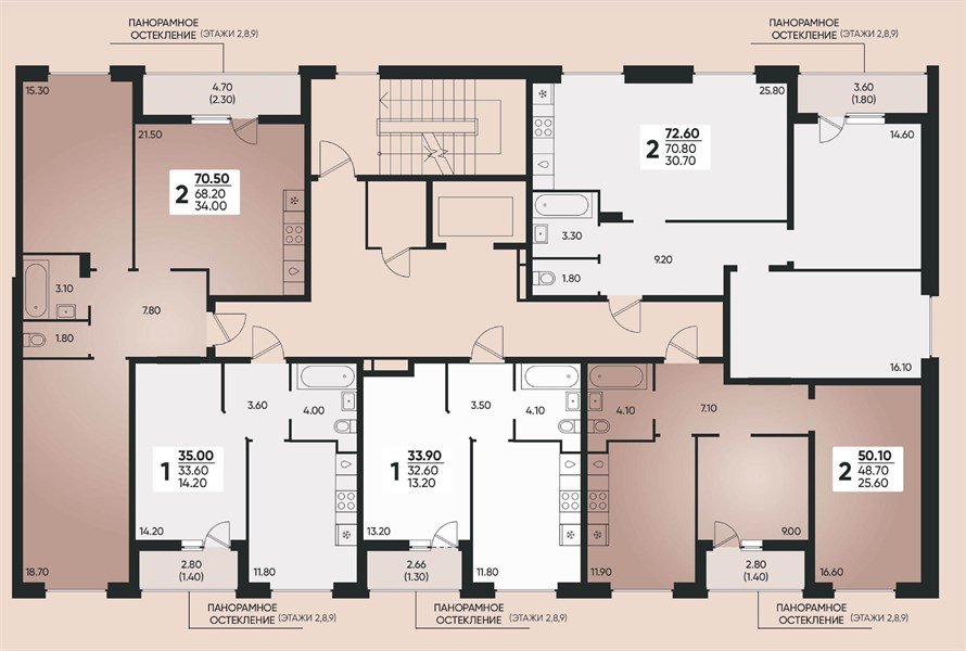 Фото №9: 2-комнатная квартира 72 м² - Краснодар, Прикубанский внутригородской округ, мкр. жилой комплекс Архитектор