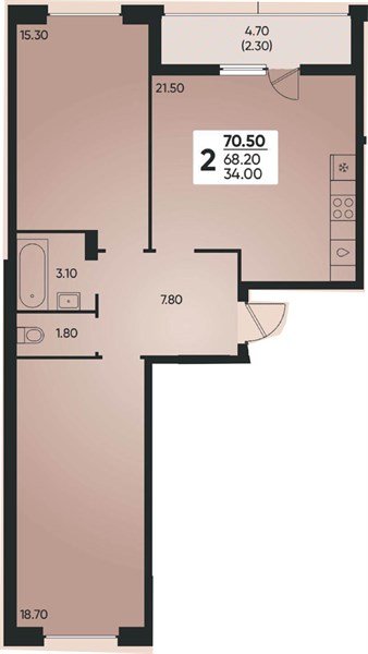 Фото №1: 2-комнатная квартира 70 м² - Краснодар, Прикубанский внутригородской округ, мкр. жилой комплекс Архитектор