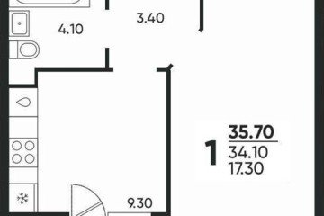 Фото №1: 1-комнатная квартира 35 м² - Краснодар, мкр. жилой комплекс Архитектор, 