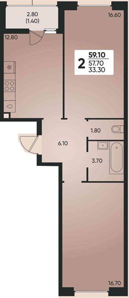 Фото №1: 2-комнатная квартира 59 м² - Краснодар, Прикубанский внутригородской округ, мкр. жилой комплекс Архитектор