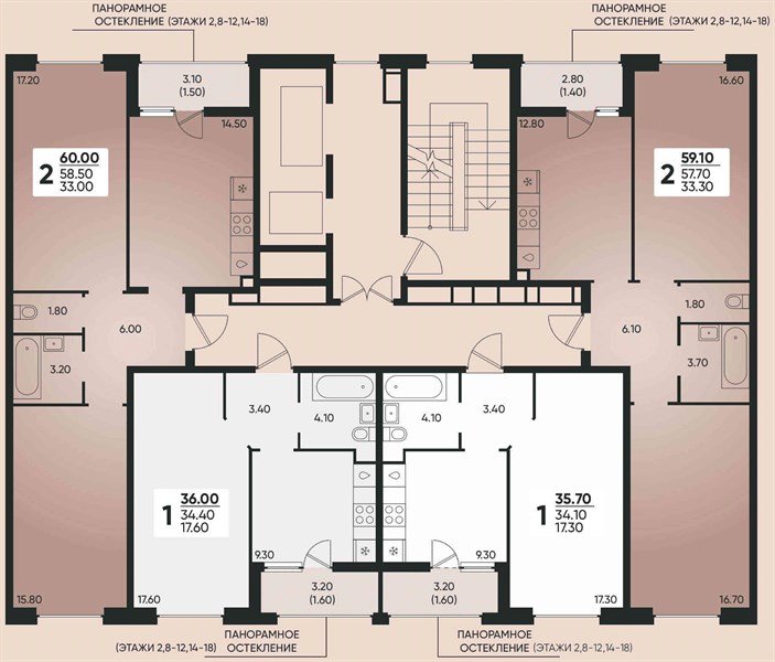 Фото №9: 2-комнатная квартира 60 м² - Краснодар, Прикубанский внутригородской округ, мкр. жилой комплекс Архитектор