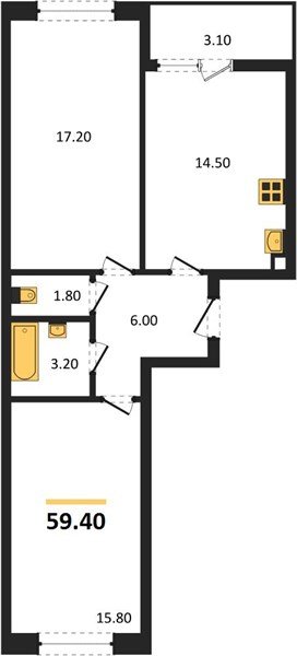 Фото №1: 2-комнатная квартира <span class="whitespace-nowrap">59 м²</span>, <span class="whitespace-nowrap">12/18 эт.</span> - Краснодар, Прикубанский внутригородской округ, мкр. жилой комплекс Архитектор