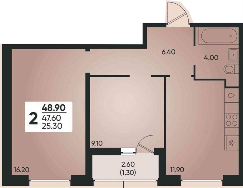 Фото №1: 2-комнатная квартира 48 м² - Краснодар, Прикубанский внутригородской округ, мкр. жилой комплекс Архитектор