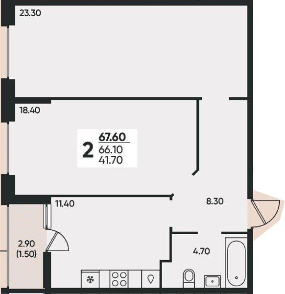 Фото №1: 2-комнатная квартира 67 м² - Краснодар, Прикубанский внутригородской округ, мкр. жилой комплекс Архитектор