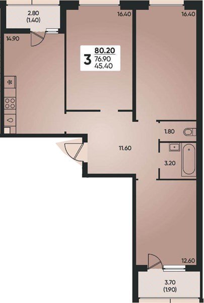 Фото №1: 3-комнатная квартира 79 м² - Краснодар, Прикубанский внутригородской округ, мкр. жилой комплекс Архитектор