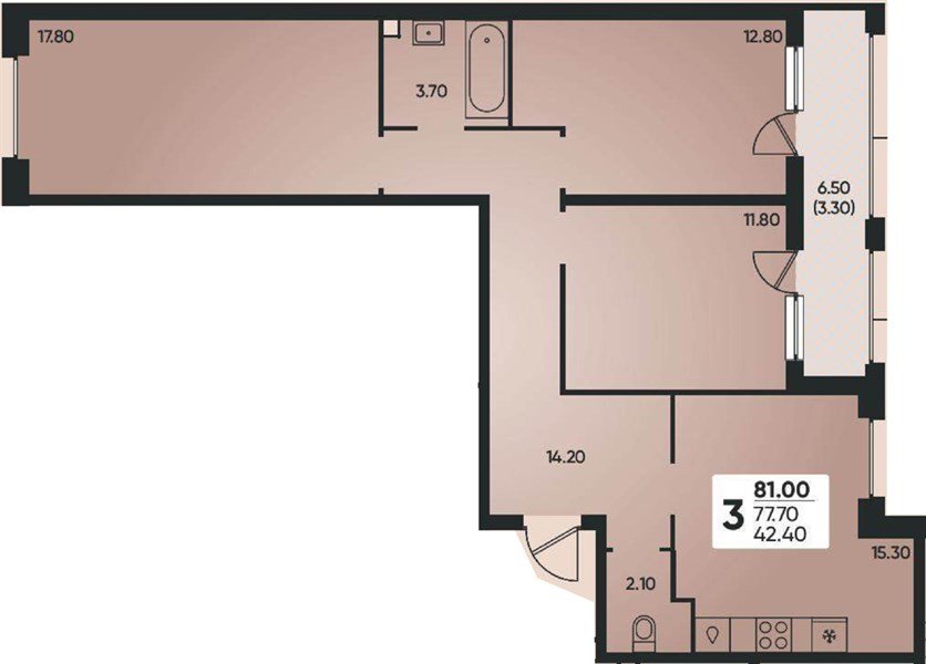 Фото №1: 3-комнатная квартира 80 м² - Краснодар, Прикубанский внутригородской округ, мкр. жилой комплекс Архитектор